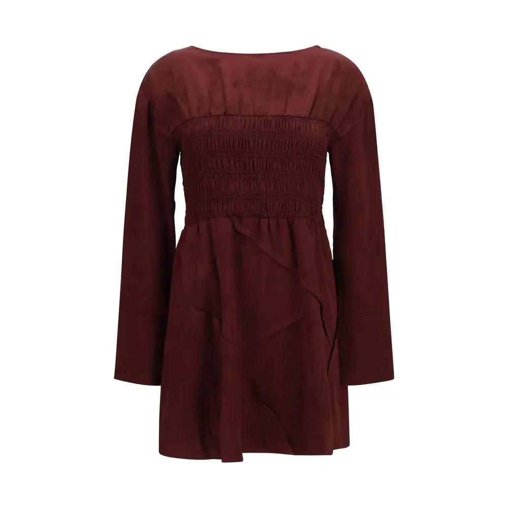 Ganni Bordeaux Acetate Casual Dress