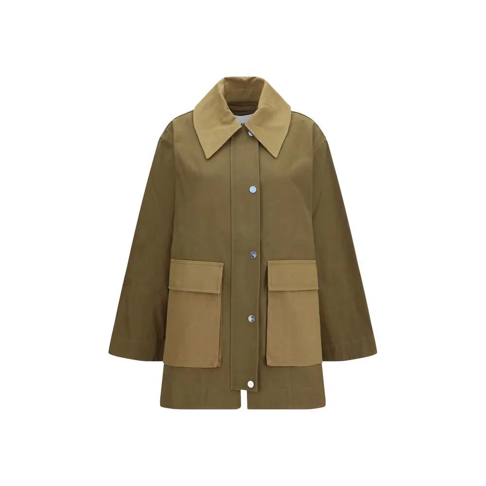 Ganni Bicolor Cotton Full-Length Jacket