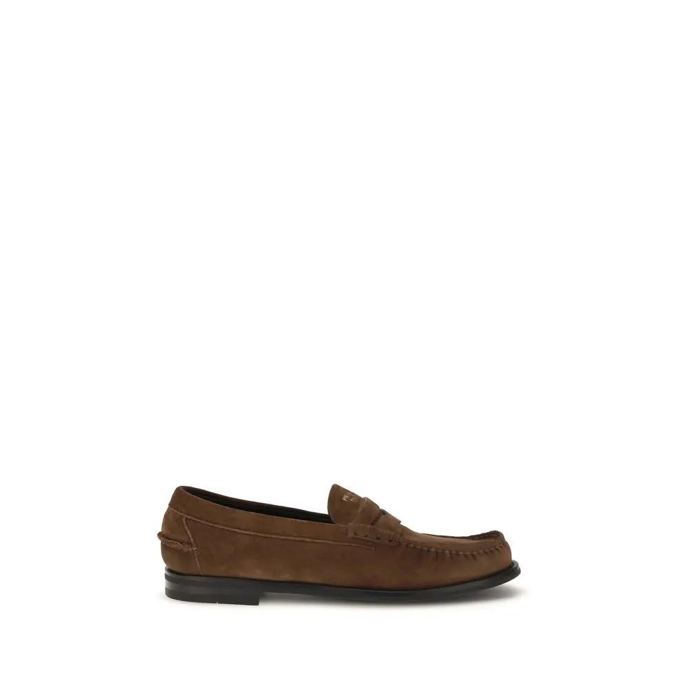 Prada Prada Brown Suede Leather Slip-On Loafers