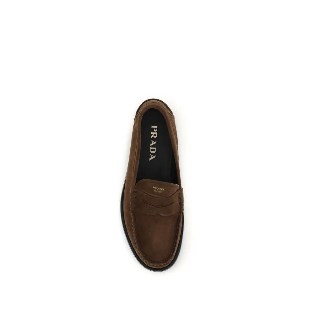 Prada Prada Brown Suede Leather Slip-On Loafers
