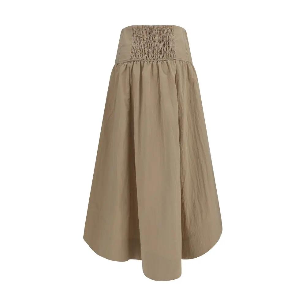 Ganni Ganni Beige Cotton Midi Skirt