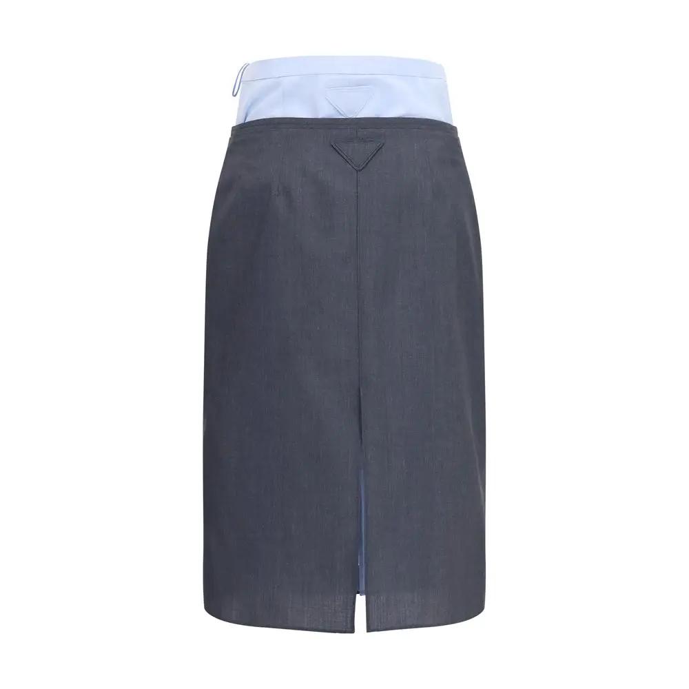Prada Gray Cotton Midi Skirt