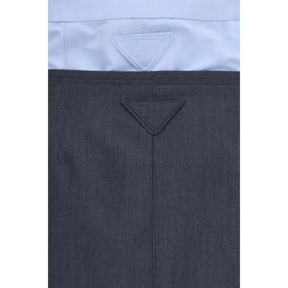 Prada Gray Cotton Midi Skirt