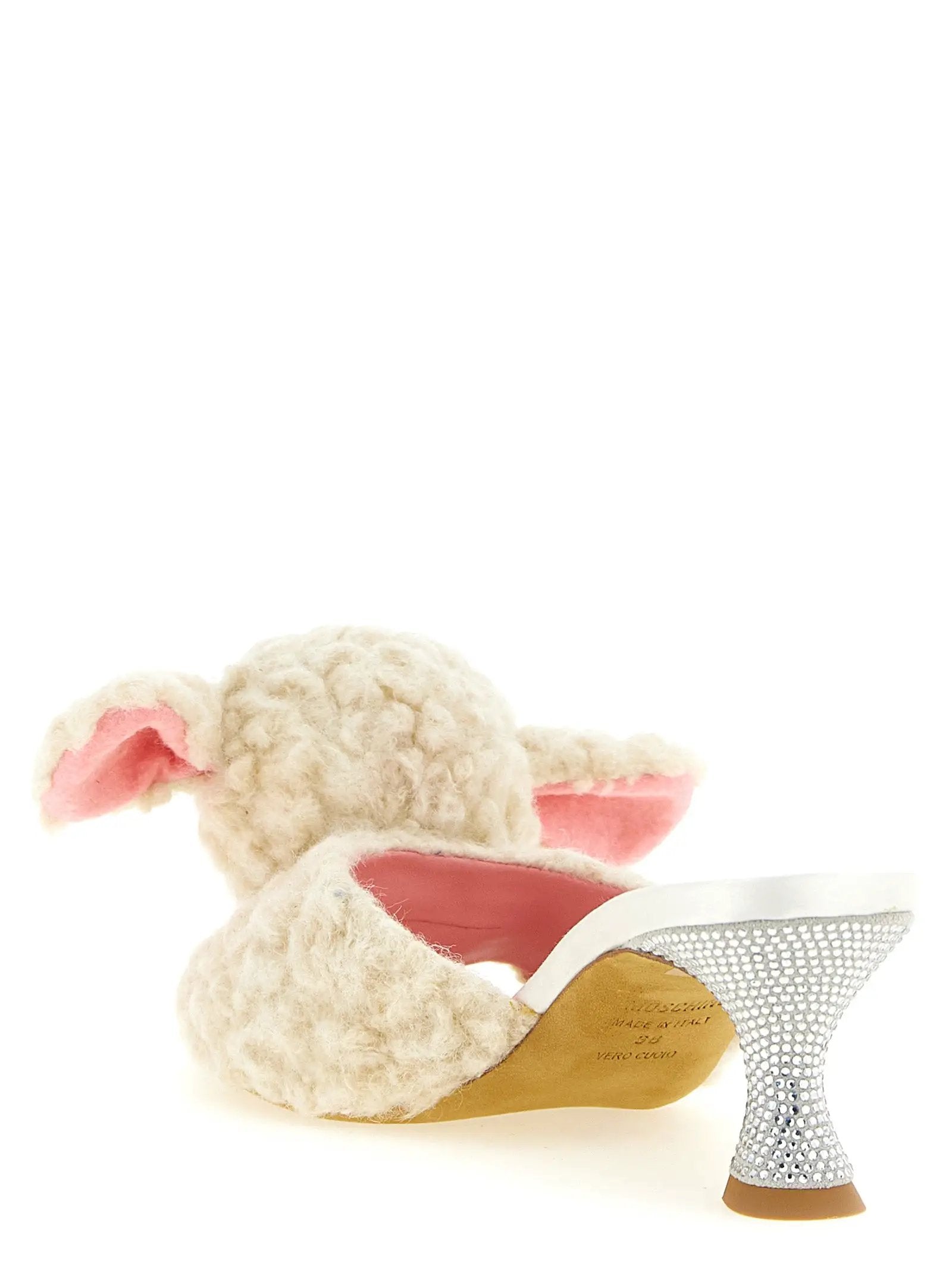 Moschino White Virgin Wool Mules