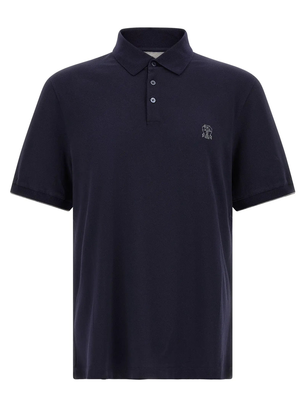 Polo Brunello Cucinelli en coton bleu