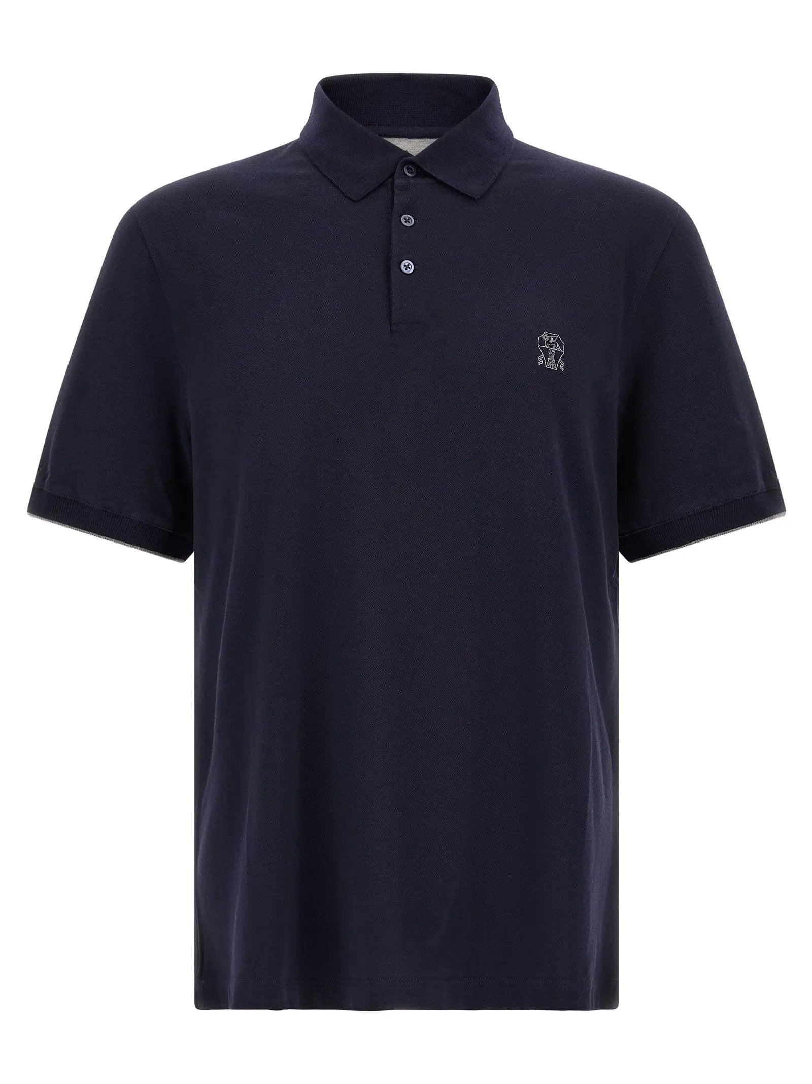 Polo Brunello Cucinelli en coton bleu