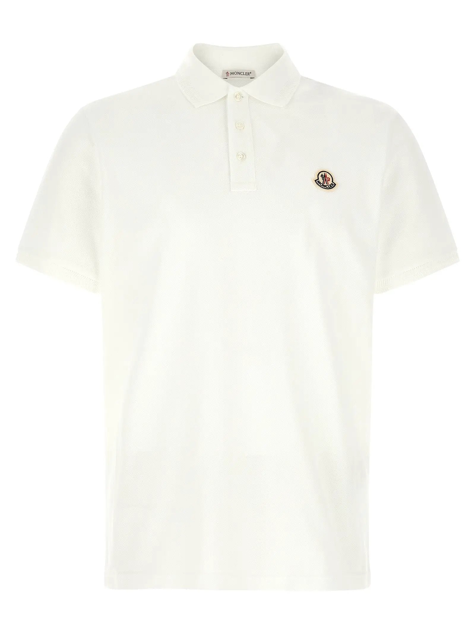 Moncler White Cotton Polo Shirt