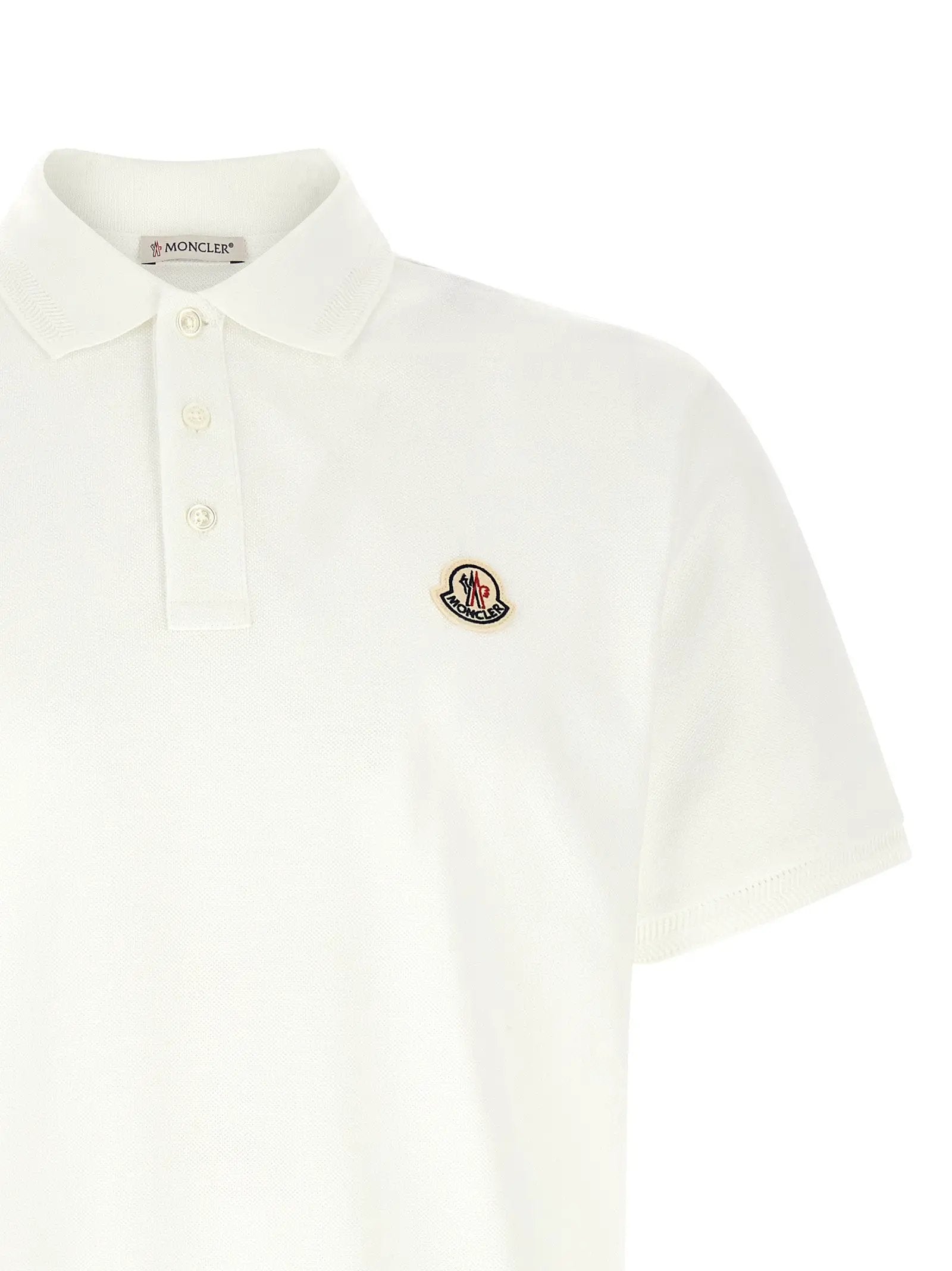 Moncler White Cotton Polo Shirt