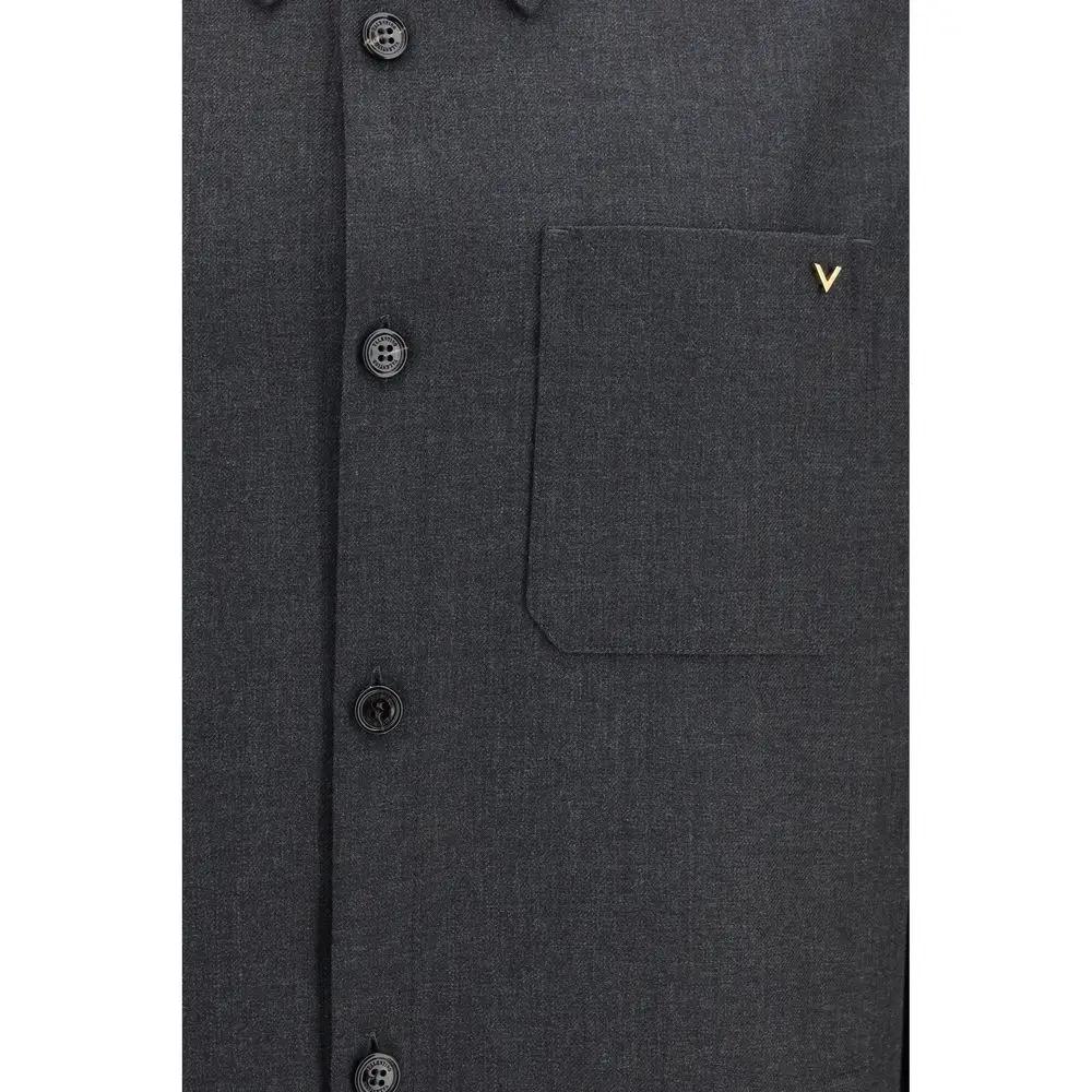 Valentino Garavani Gray Polyester Full-Length Jacket