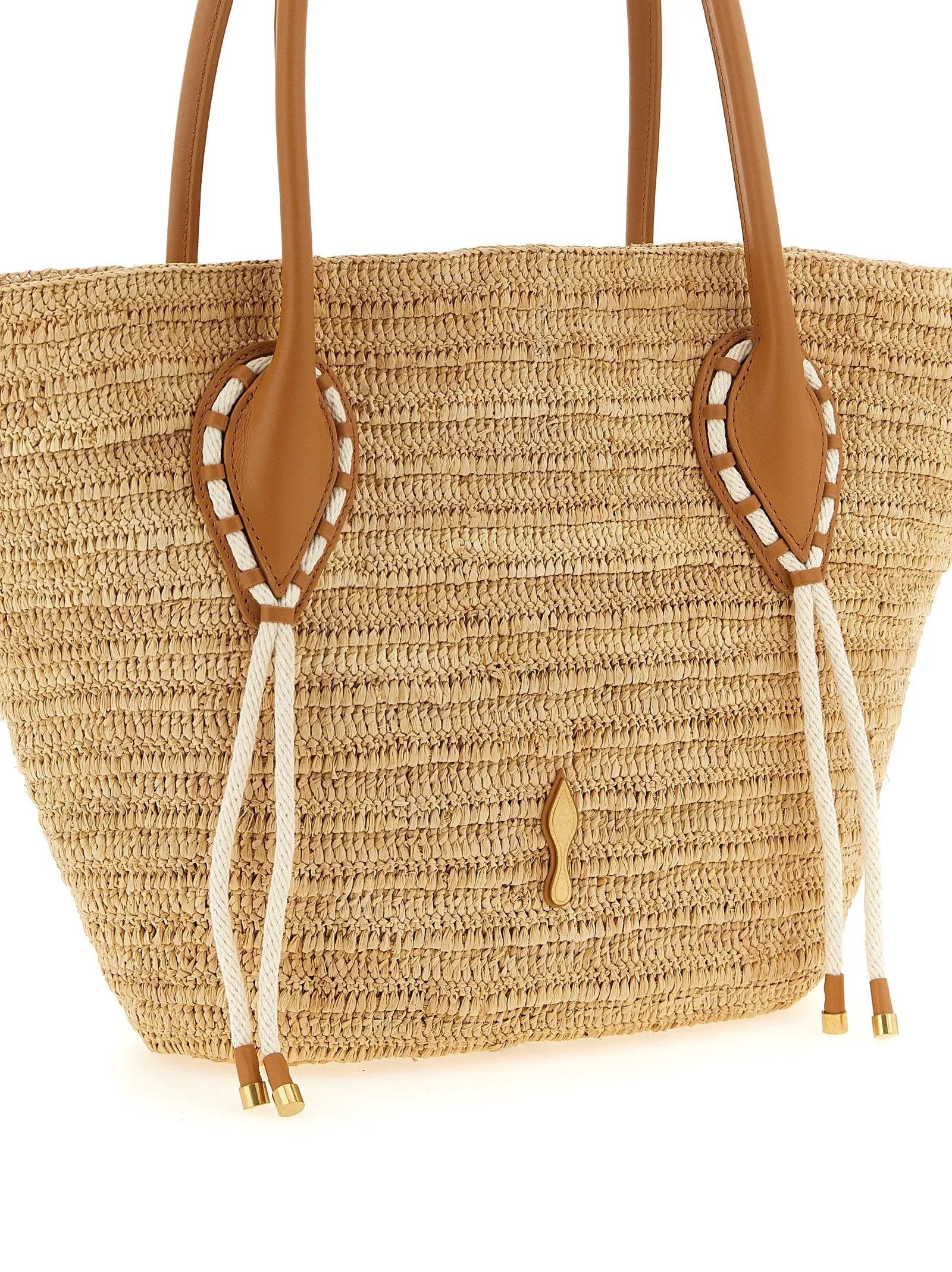 Christian Louboutin Beige Raffia Tote Bag