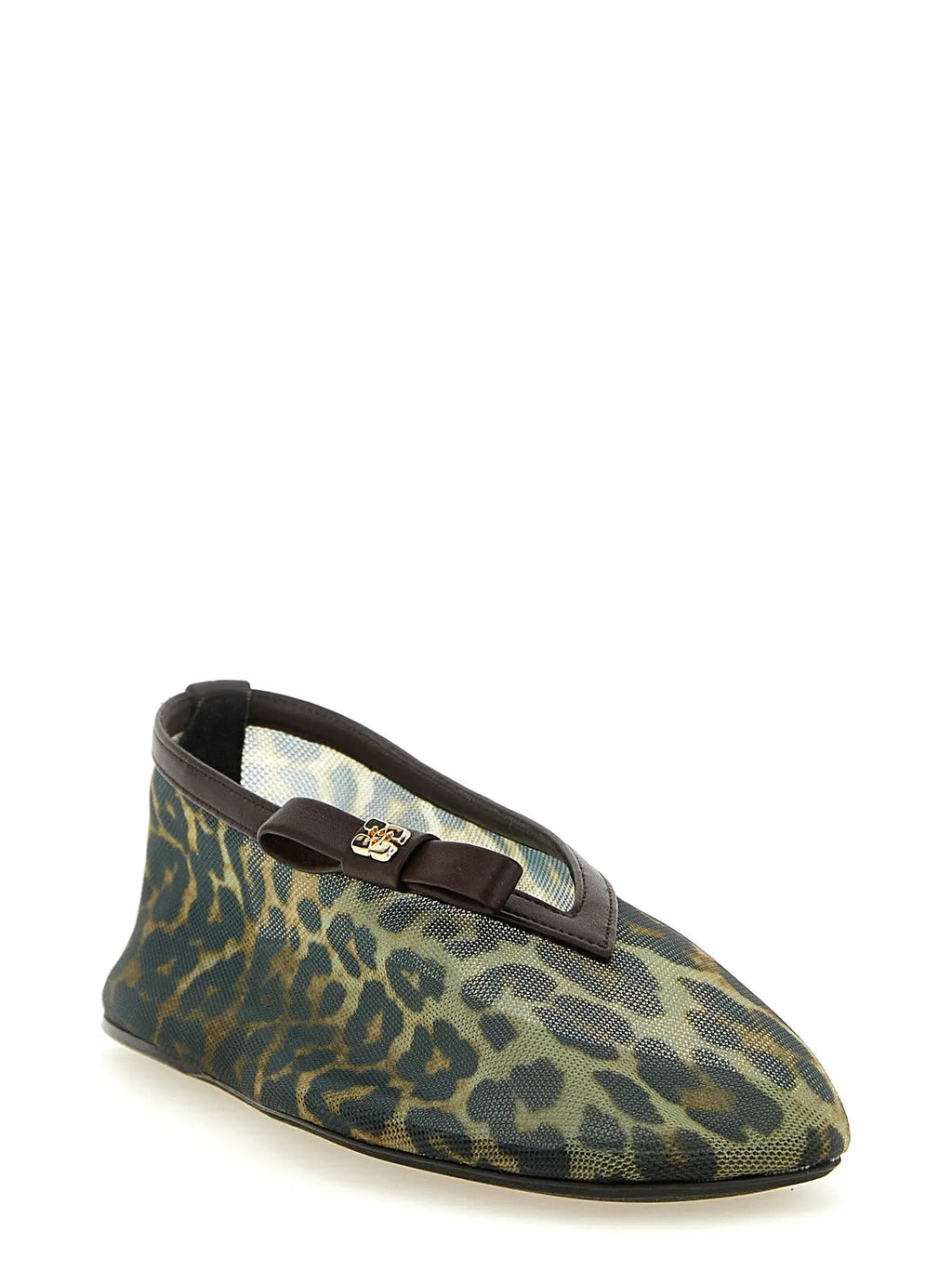 Ganni Brown Nylon Ballet Flats