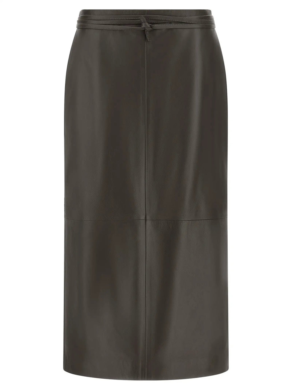 Alberta Ferretti Brown Lamb Leather Midi Skirt
