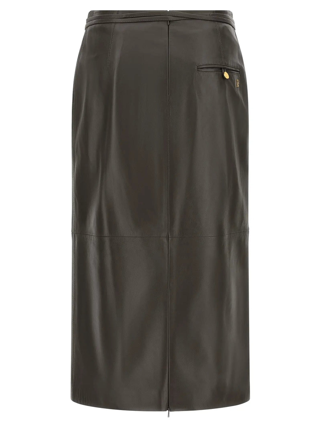 Alberta Ferretti Brown Lamb Leather Midi Skirt
