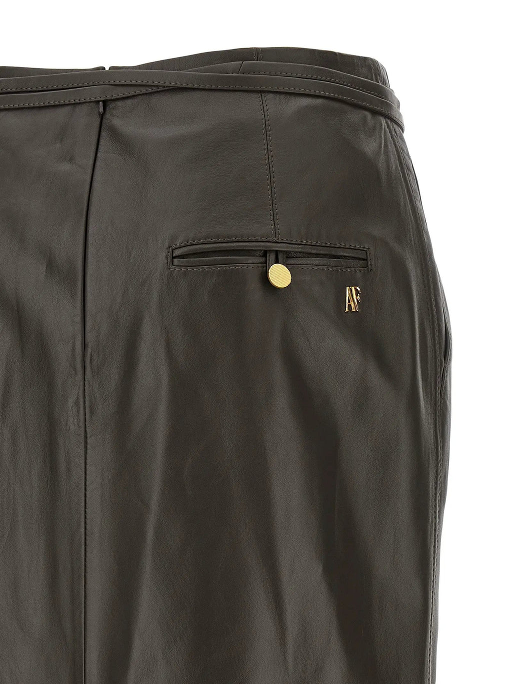 Alberta Ferretti Brown Lamb Leather Midi Skirt