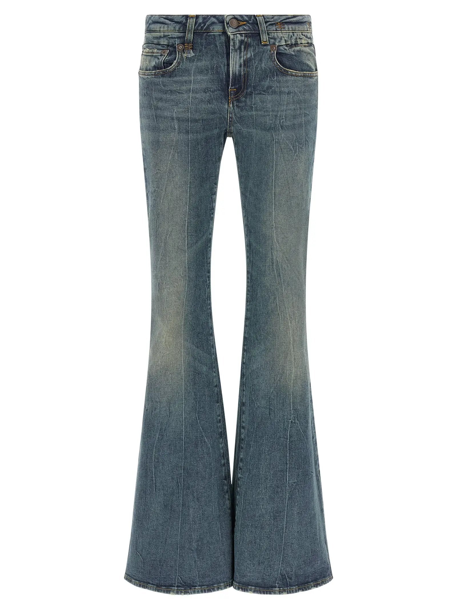 R13 Blue Cotton Flared Jeans