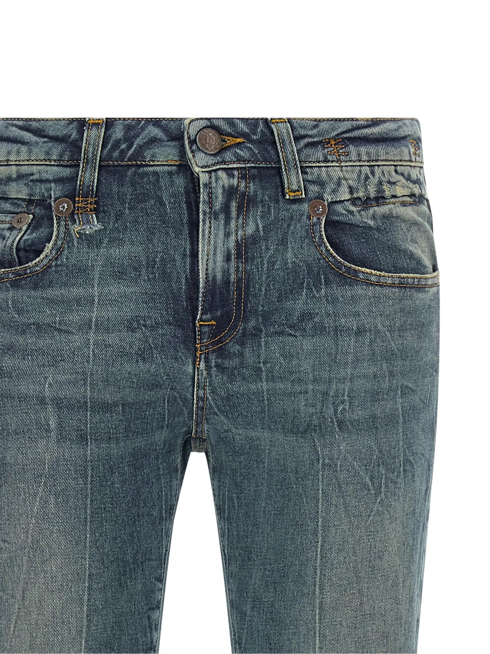 R13 Blue Cotton Flared Jeans