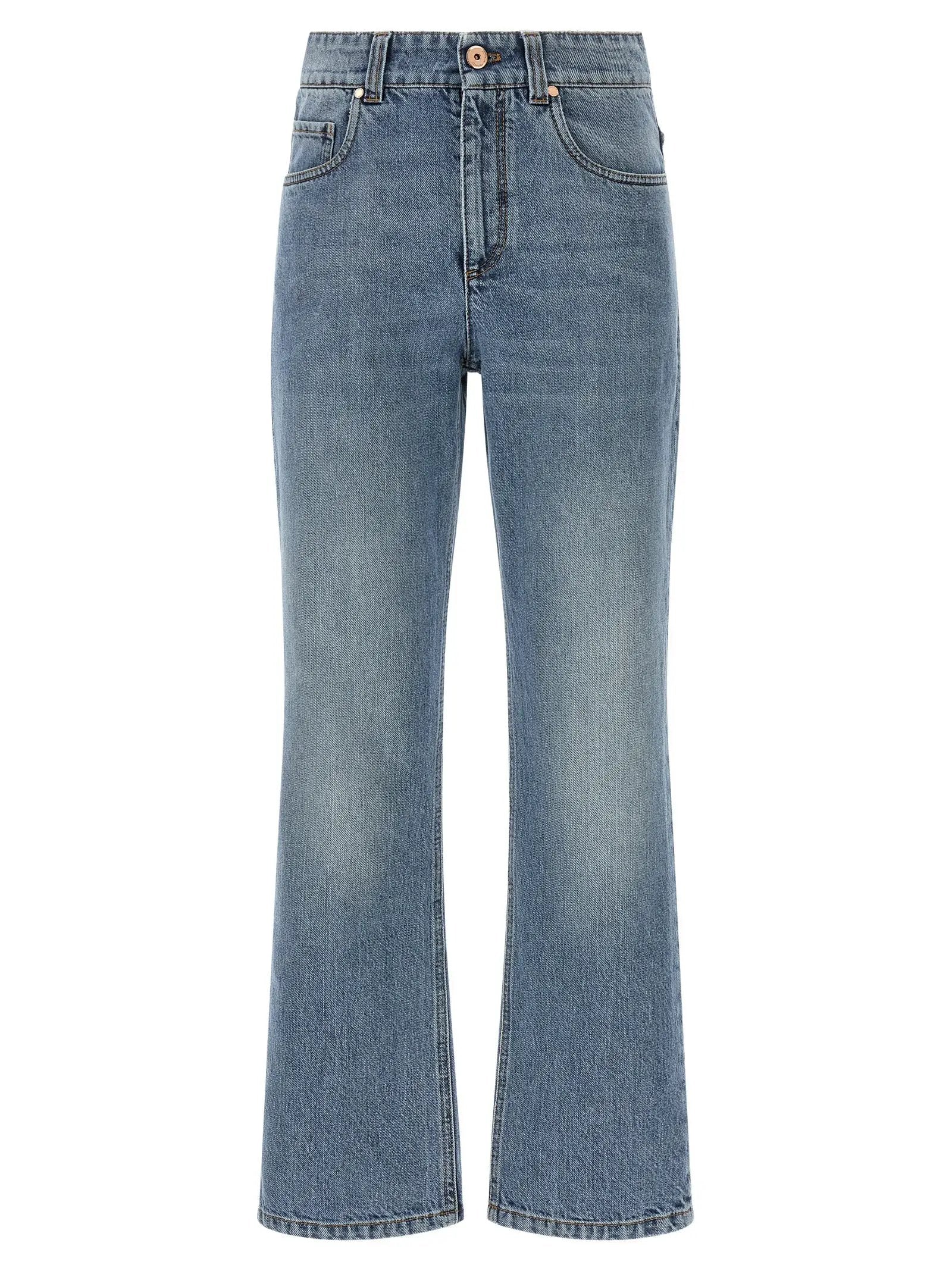Brunello Cucinelli Blue Cotton Cropped Jeans
