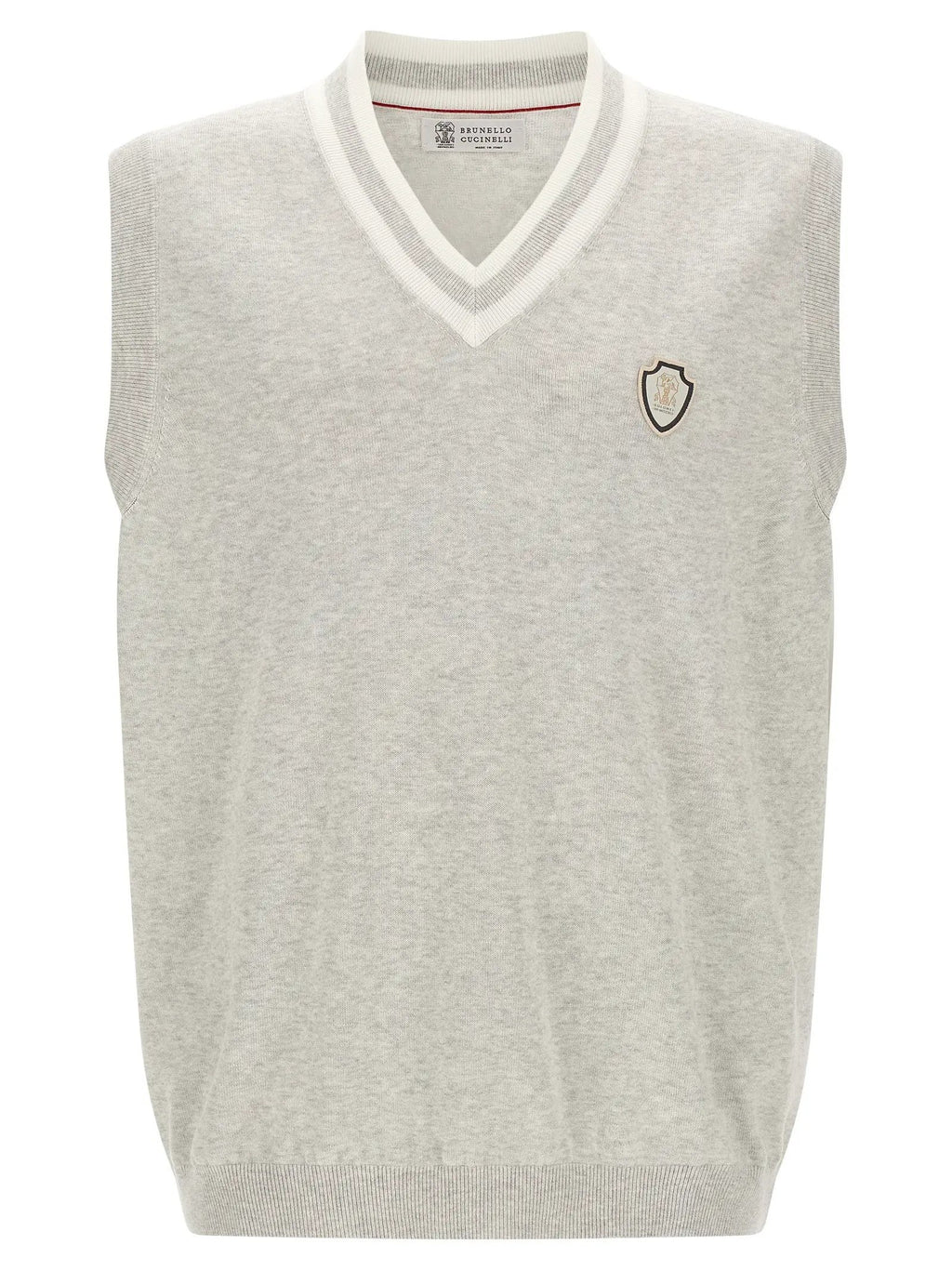 Brunello Cucinelli Gray Cotton Sleeveles Sweater