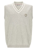 Brunello Cucinelli Gray Cotton Sleeveles Sweater