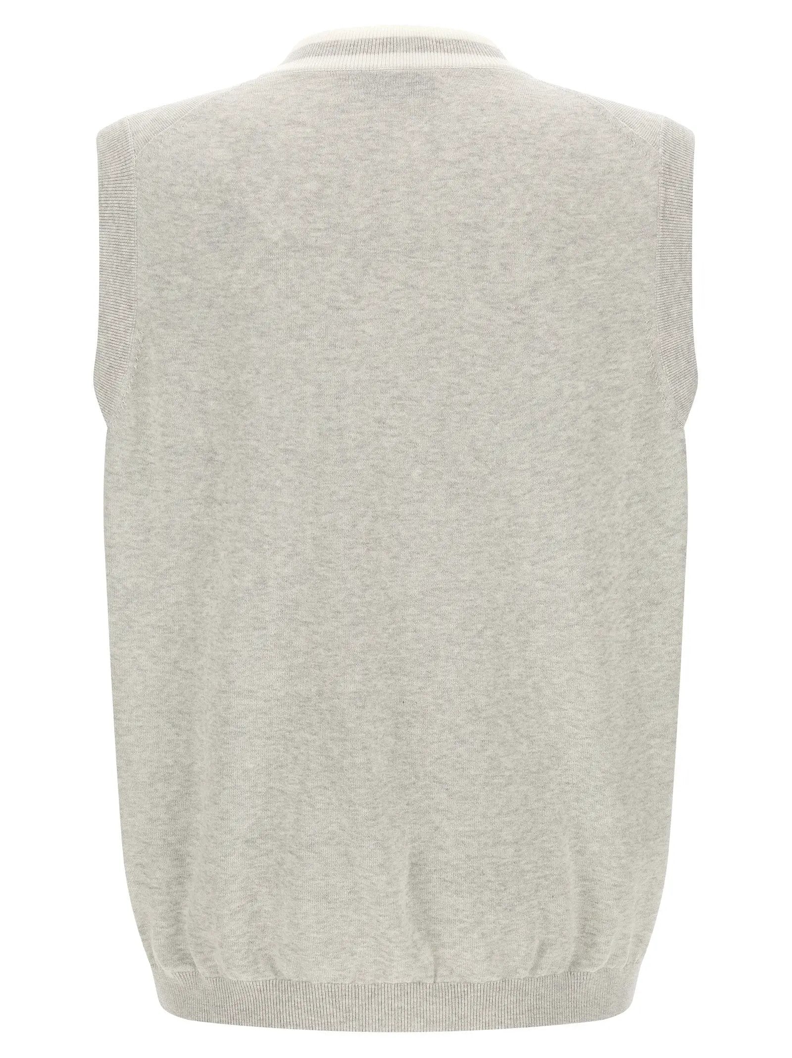 Brunello Cucinelli Gray Cotton Sleeveles Sweater