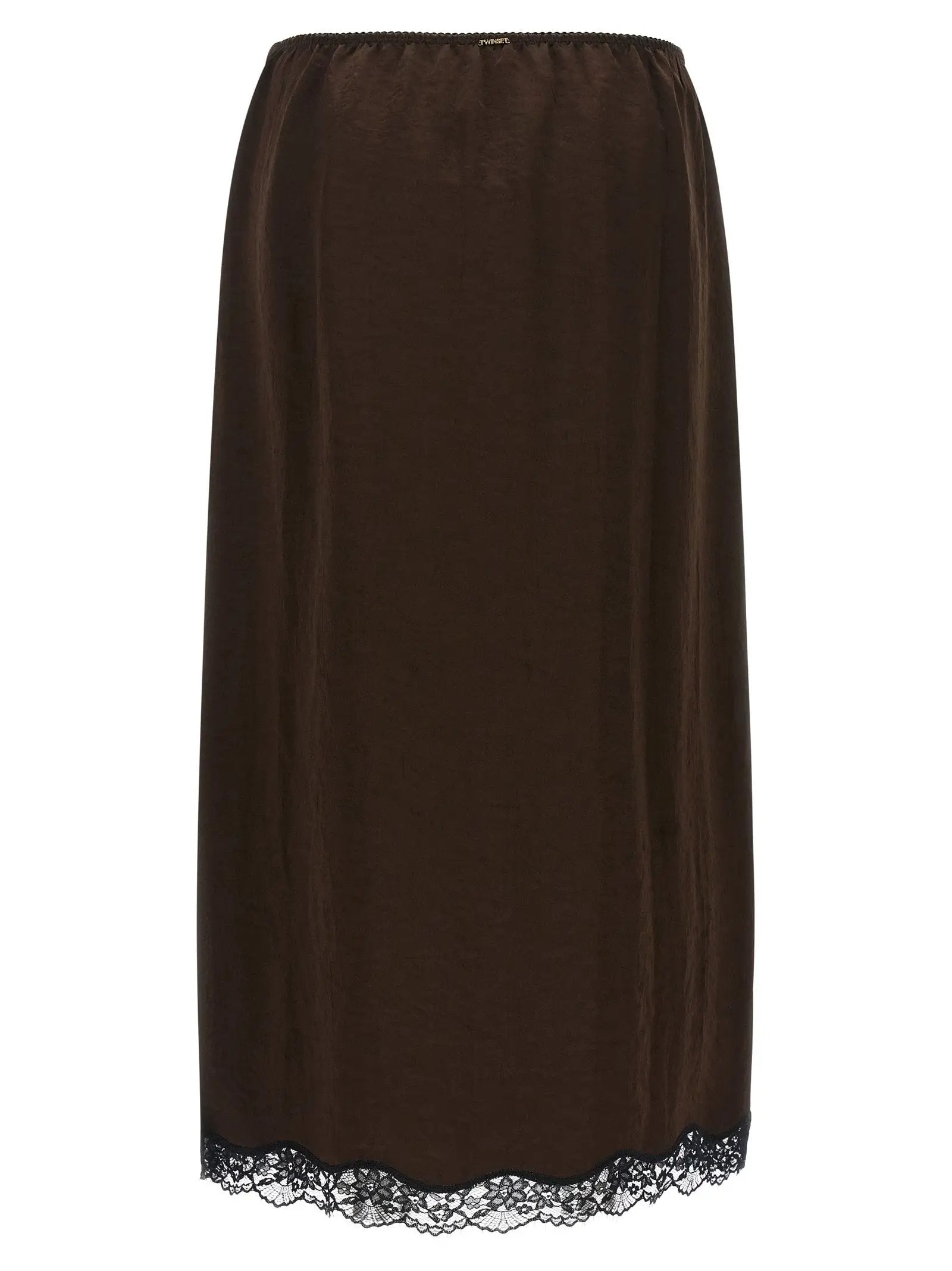 Twinset Brown Marabou Midi Skirt