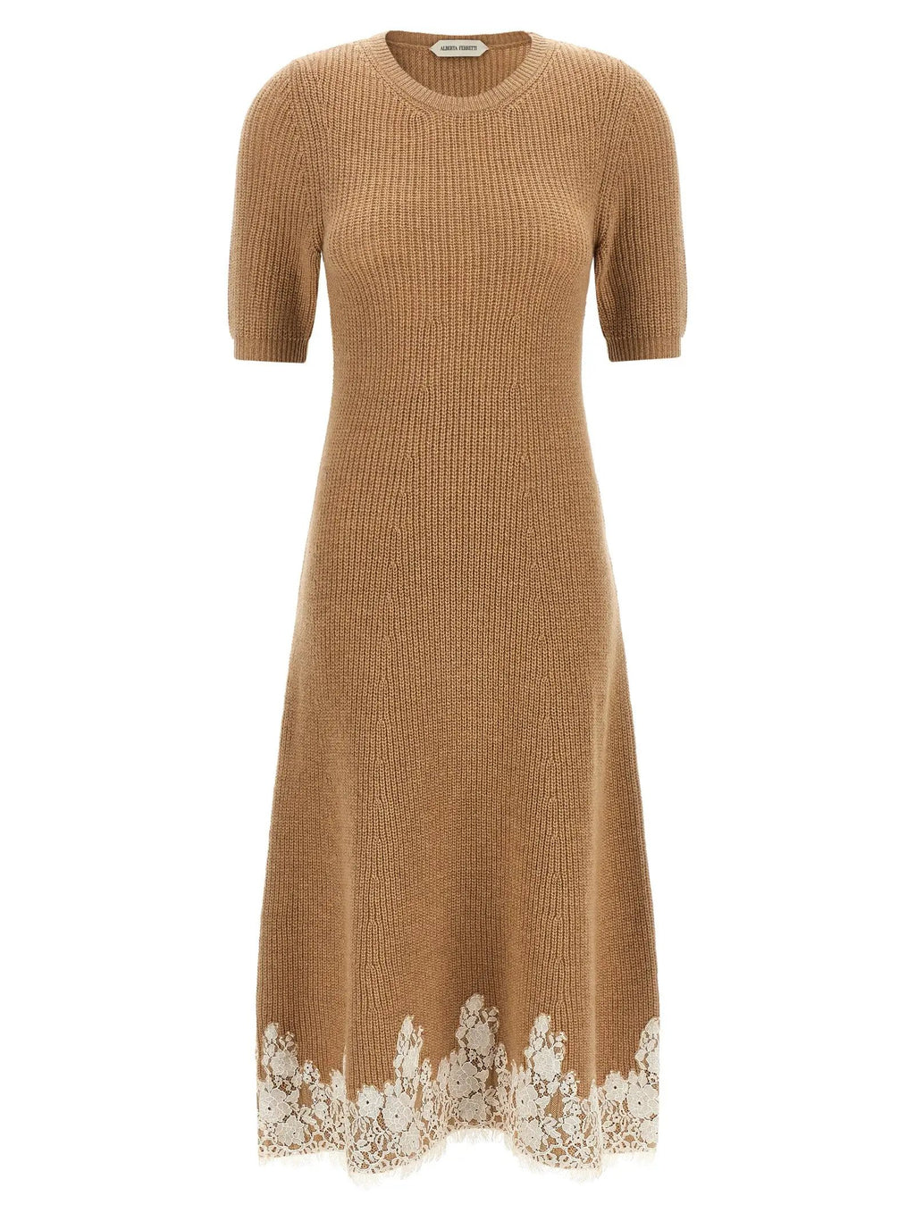 Alberta Ferretti Brown Cashmere Midi Dress