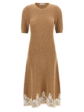Alberta Ferretti Brown Cashmere Midi Dress