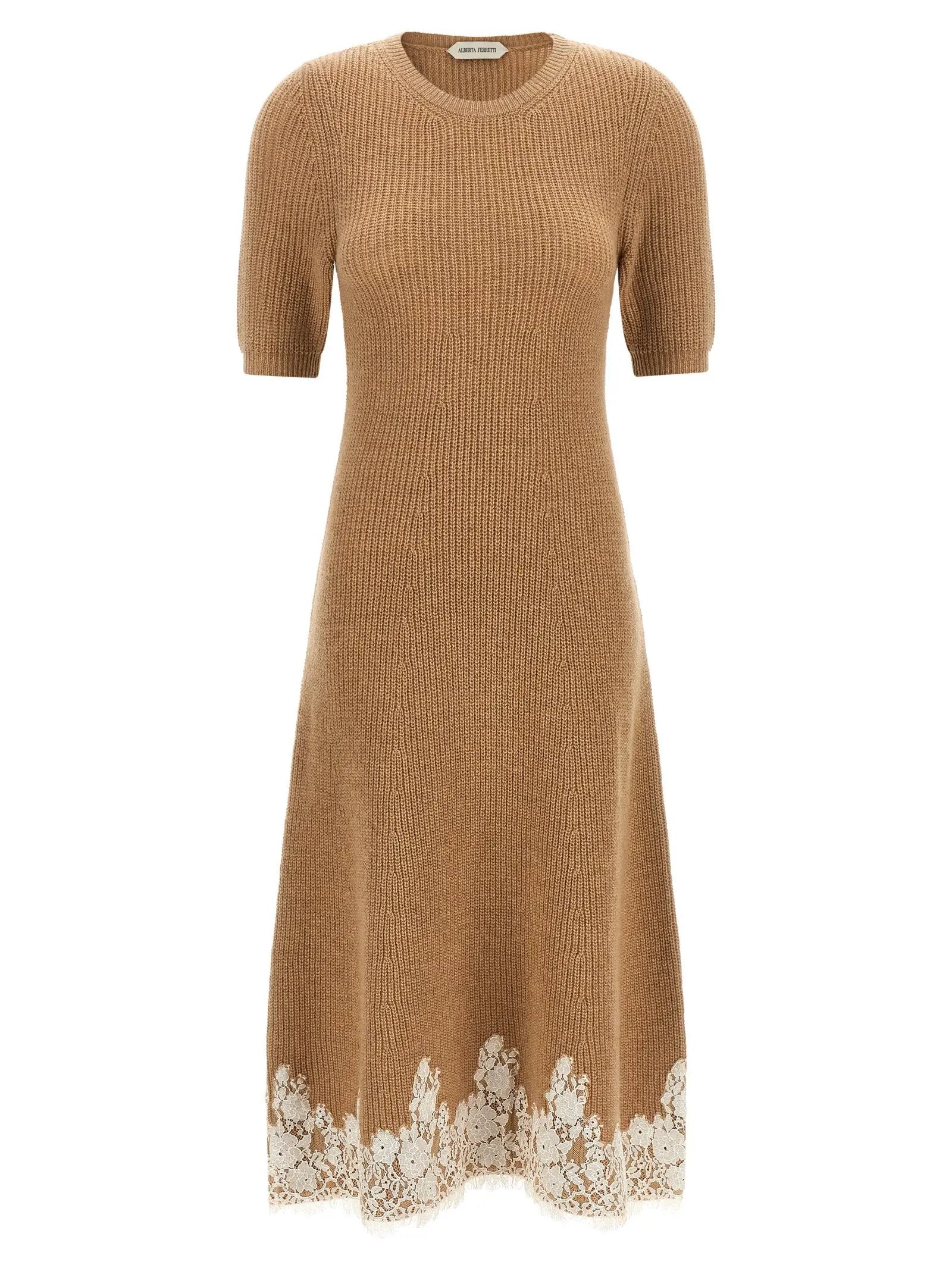 Alberta Ferretti Brown Cashmere Midi Dress