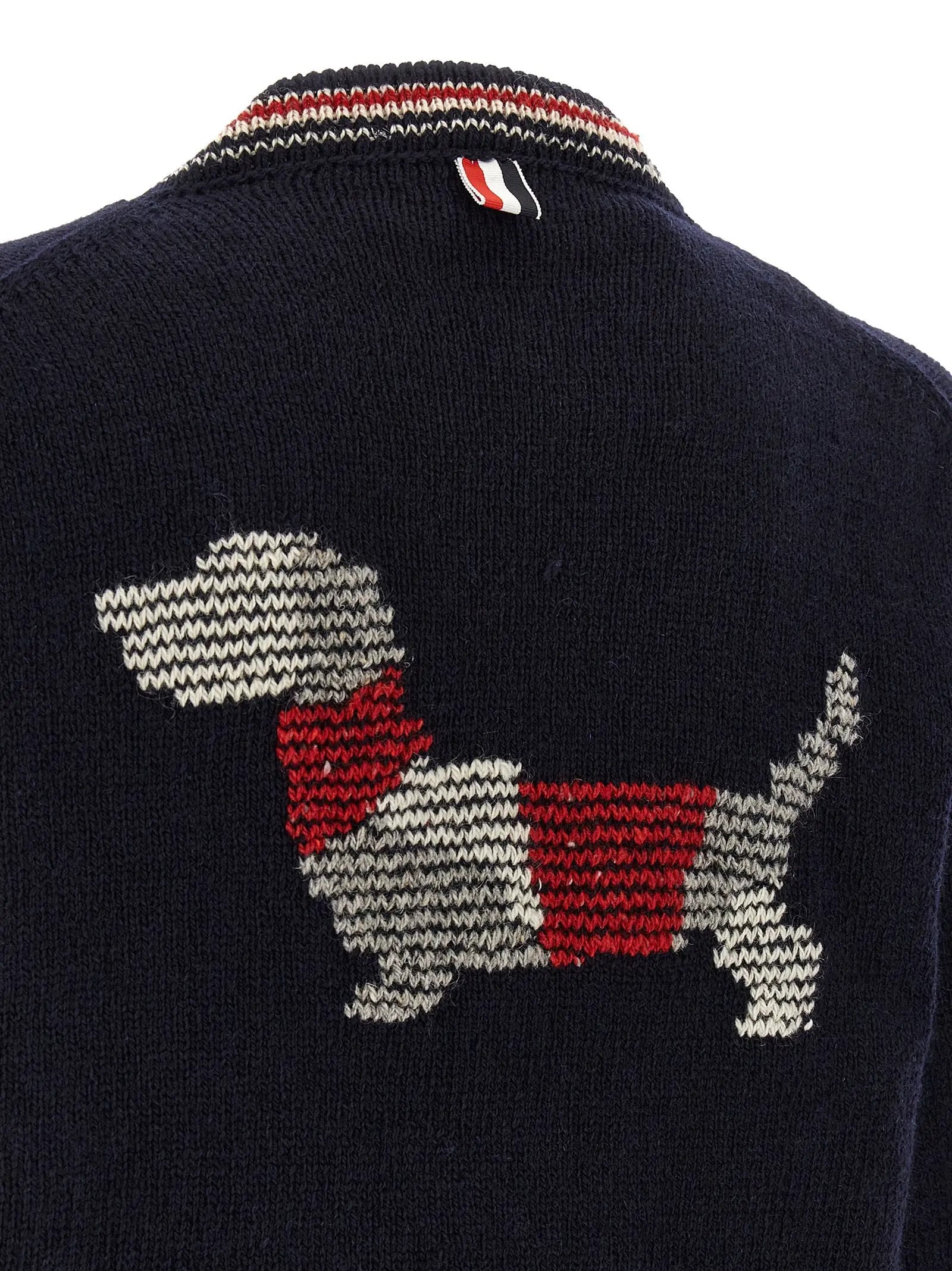 Thom Browne Blue Wool Cardigan