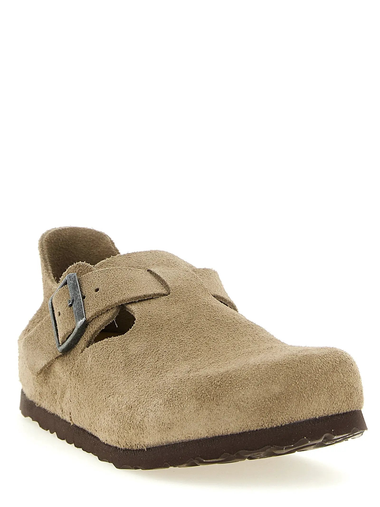 Birkenstock Beige Suede Leather Clogs