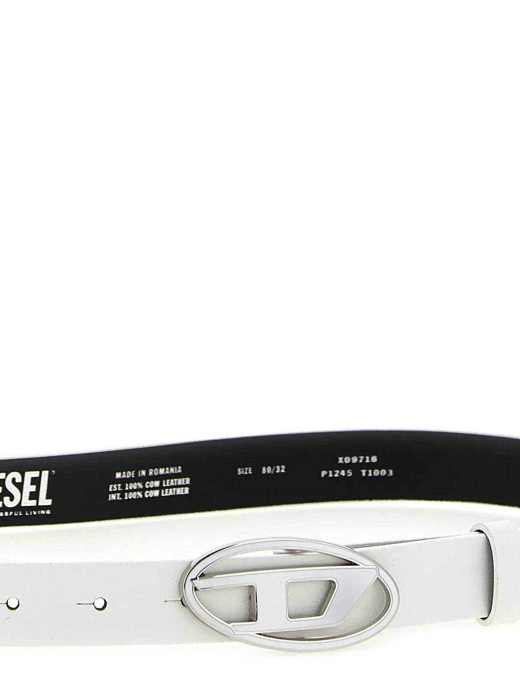 Diesel White Leather Regular Belt