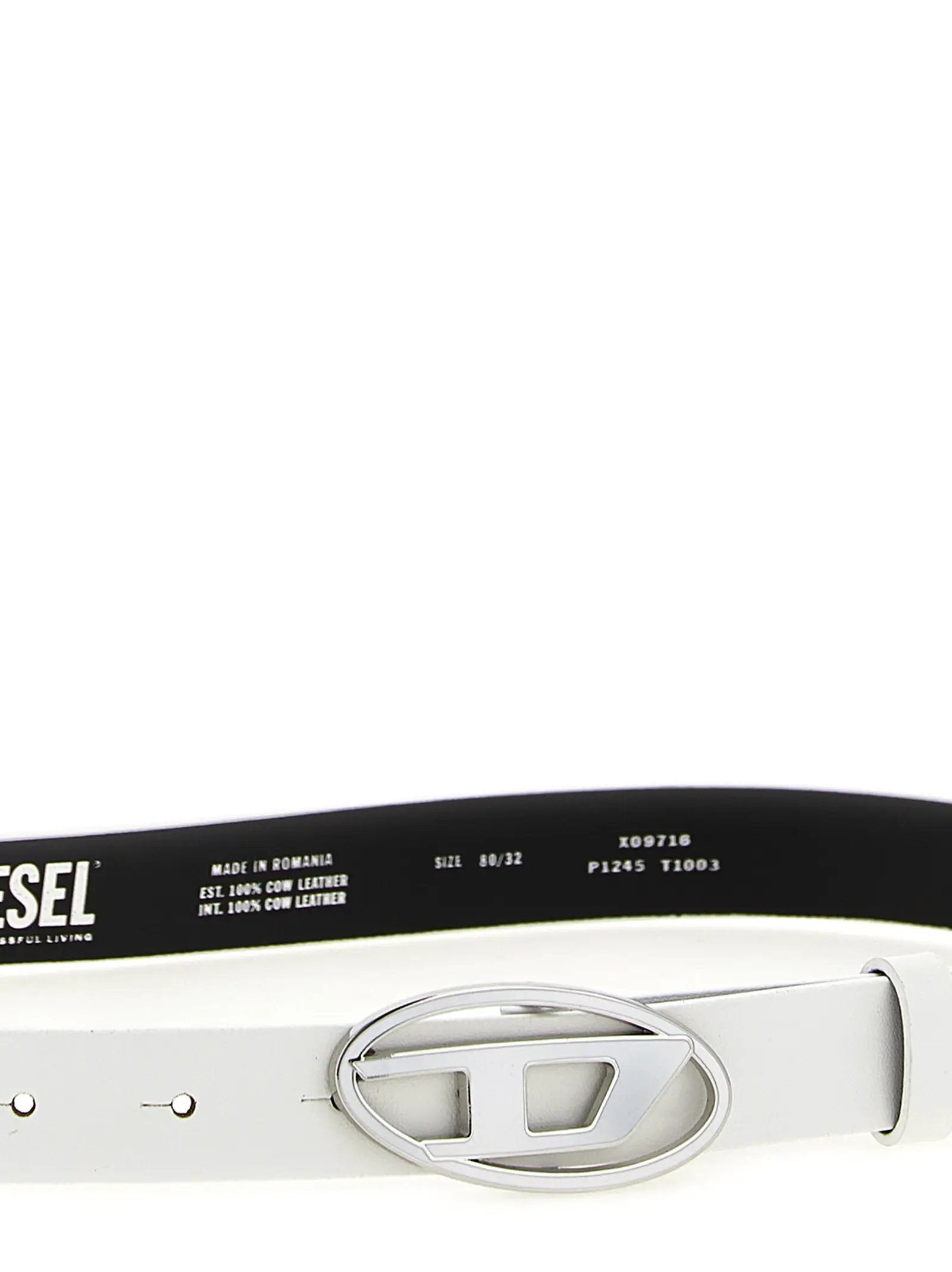 Diesel White Leather Regular Belt