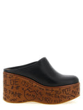 Chloé Black Calfskin Wedge Sandals