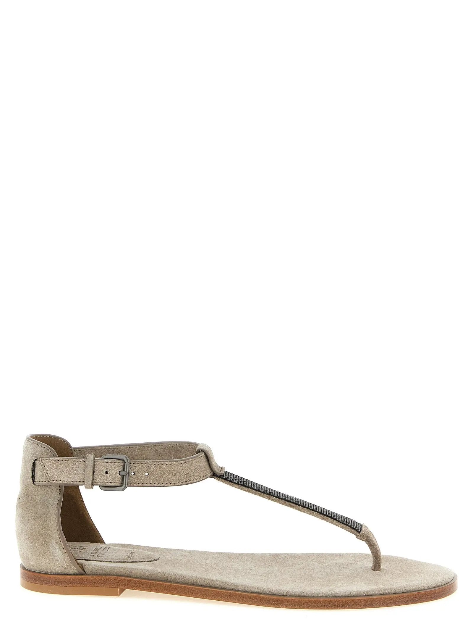 Brunello Cucinelli Beige Calfskin Flat Sandals