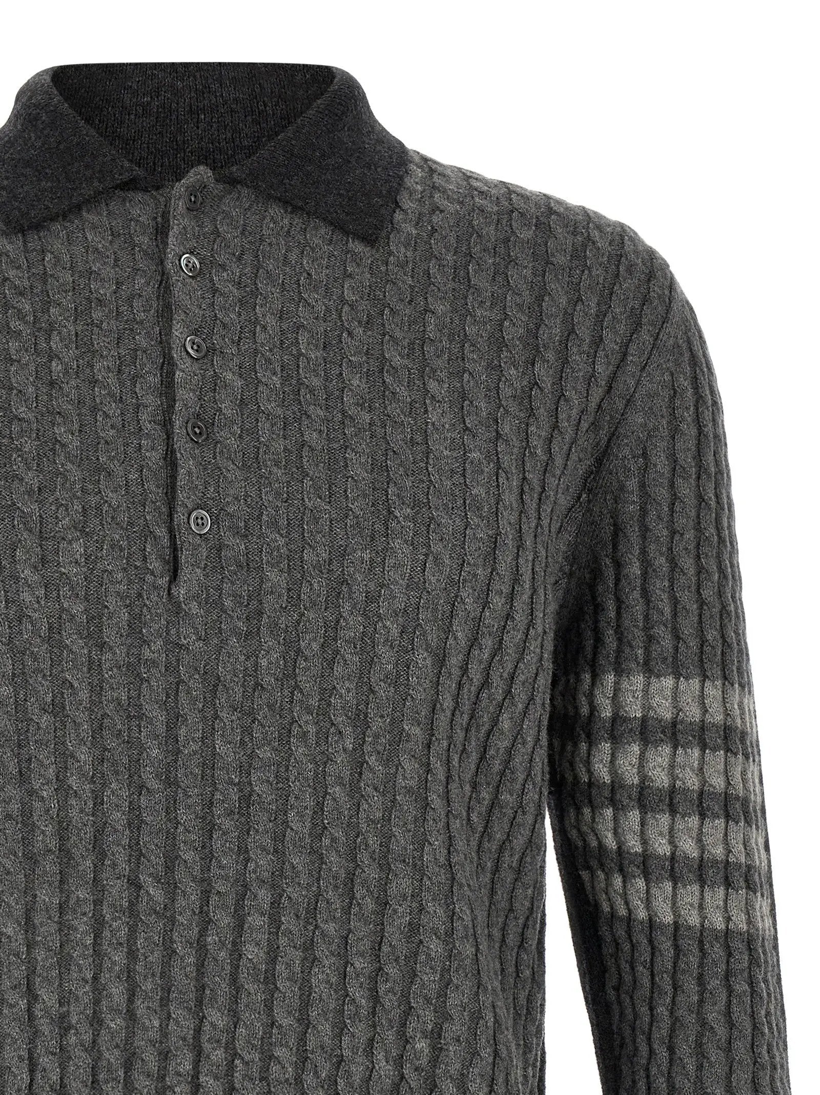 Thom Browne Gray Virgin Wool Polo Shirt