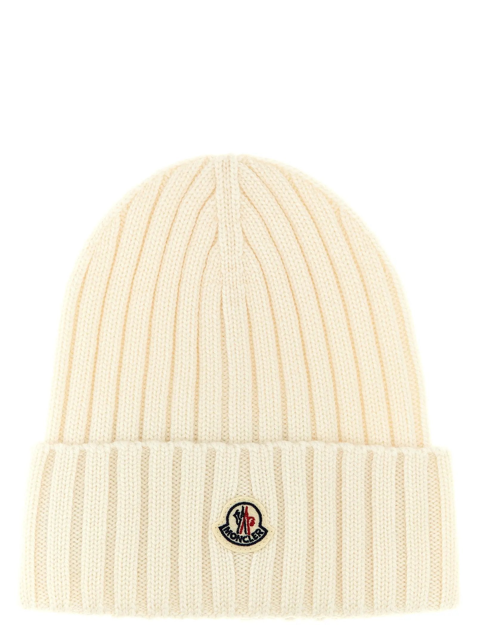 Moncler White Virgin Wool Beanie