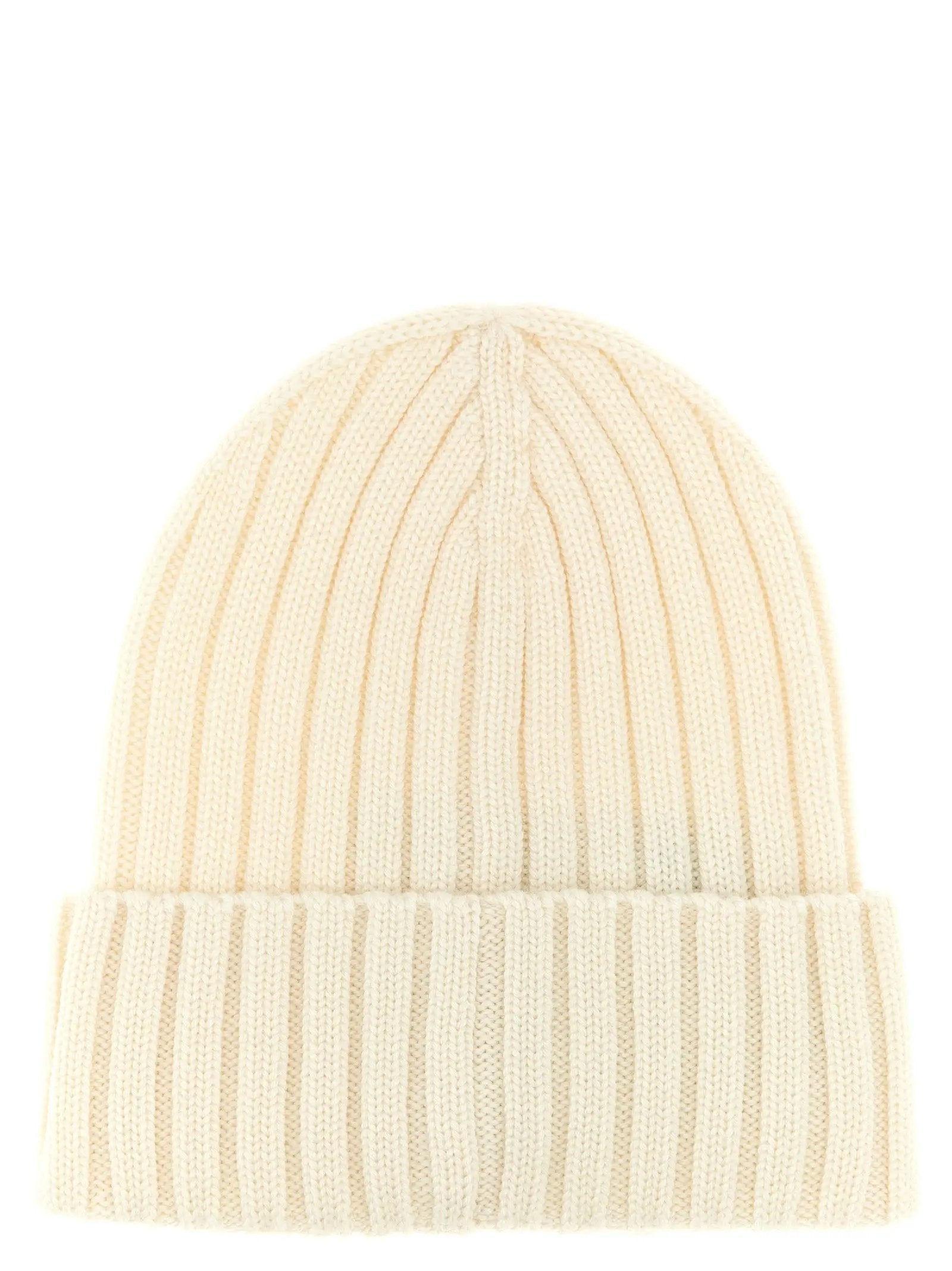 Moncler White Virgin Wool Beanie