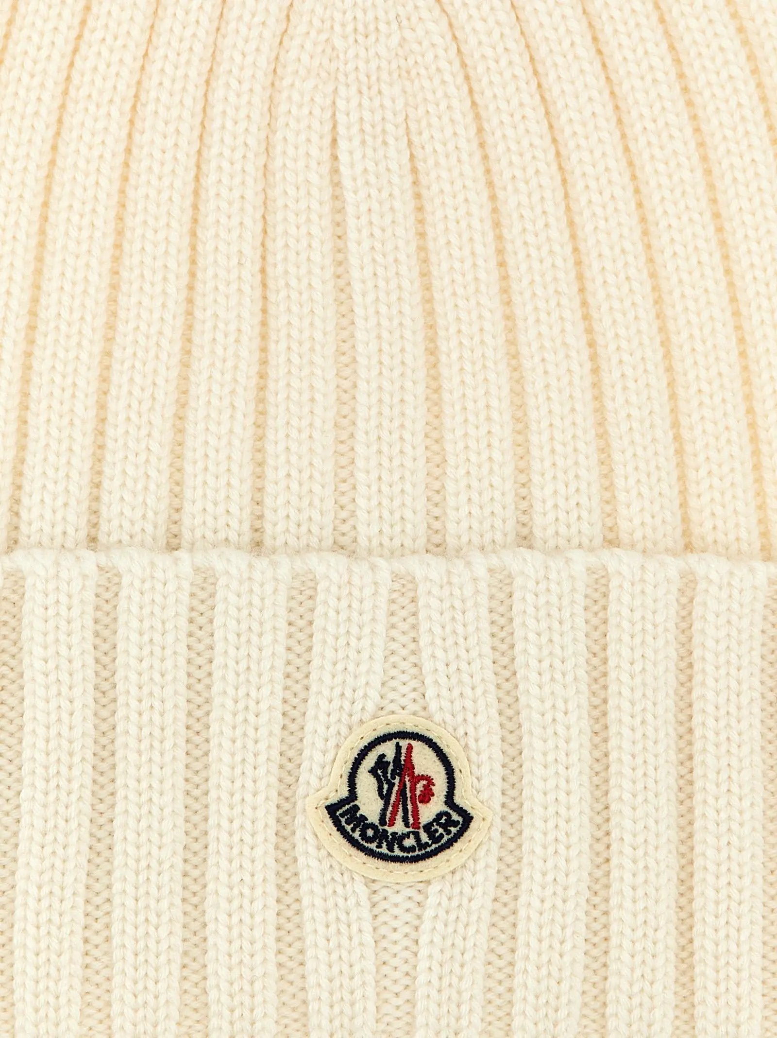 Moncler White Virgin Wool Beanie