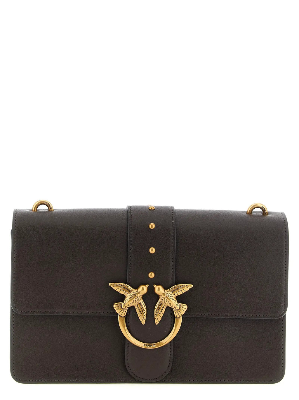 PINKO Brown Calfskin Crossbody Bag