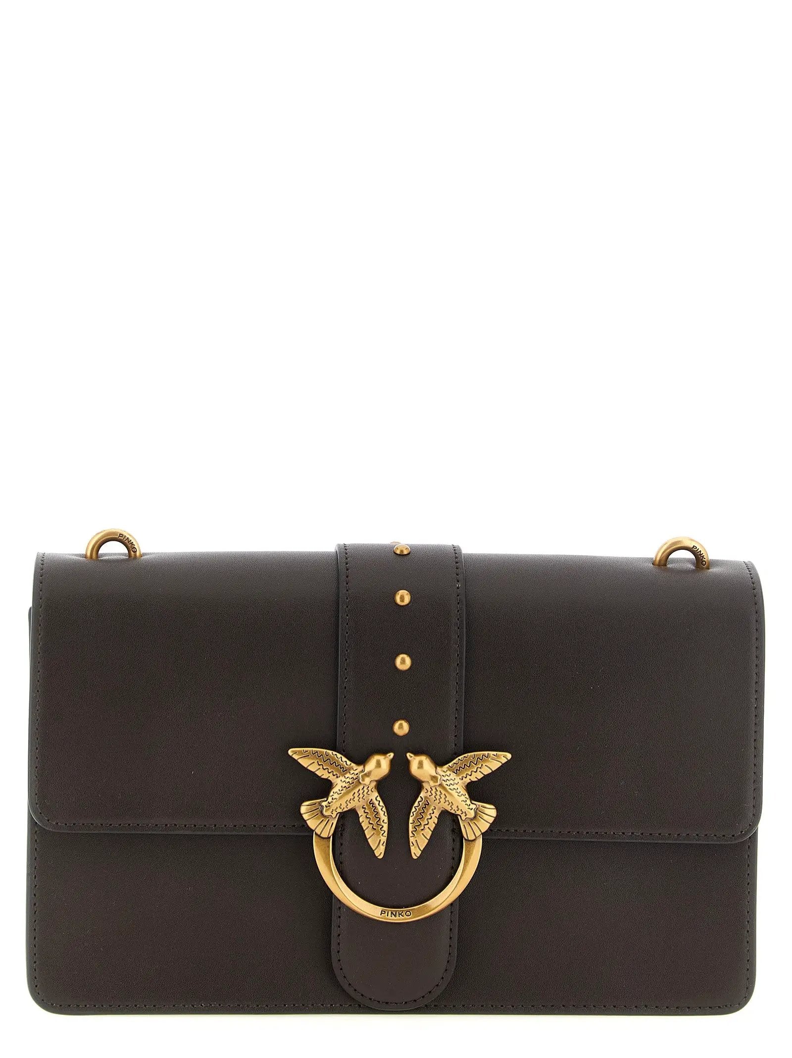 PINKO Brown Calfskin Crossbody Bag