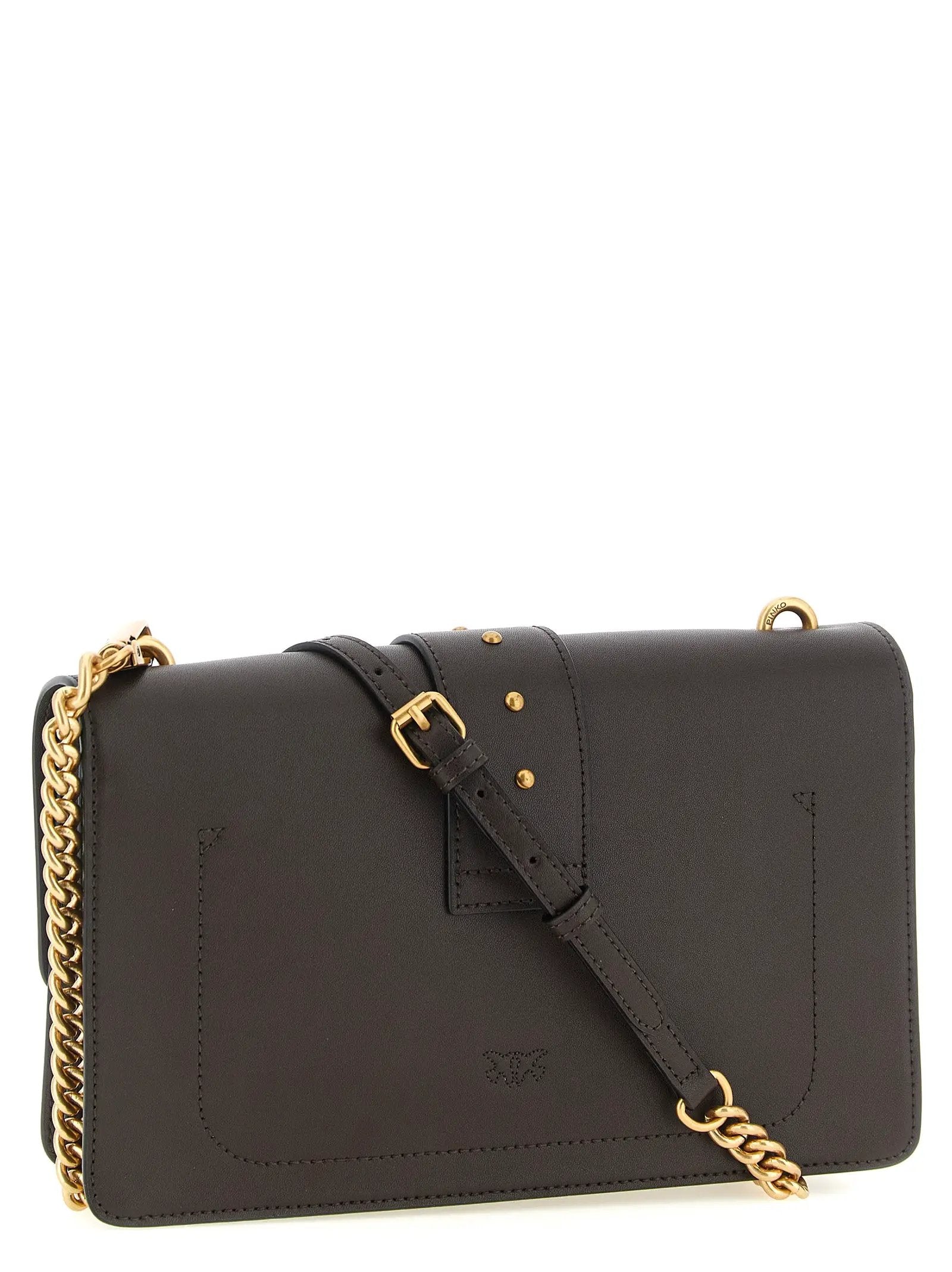 PINKO Brown Calfskin Crossbody Bag