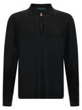 Kiton Black Wool Polo Shirt