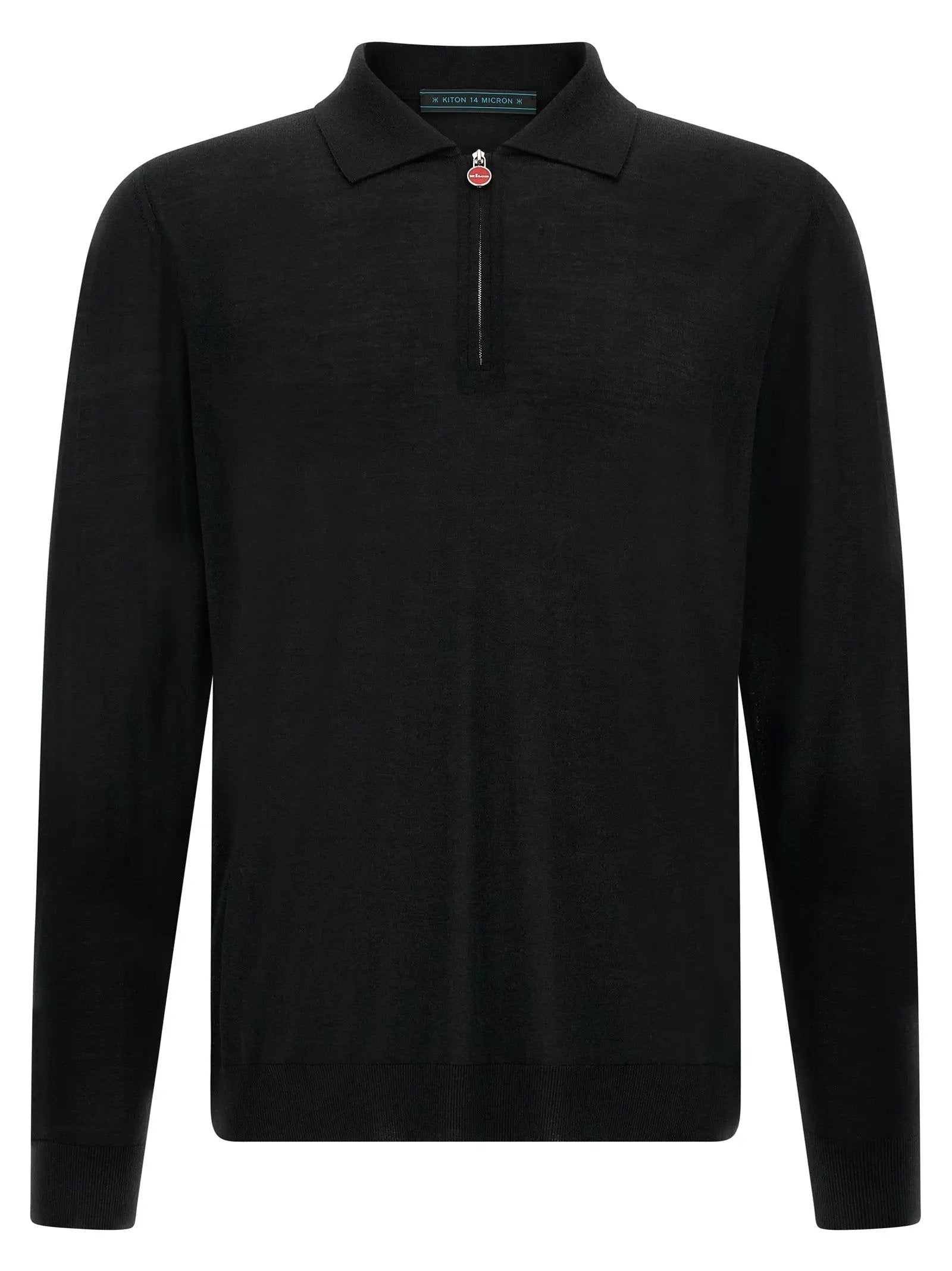 Kiton Black Wool Polo Shirt