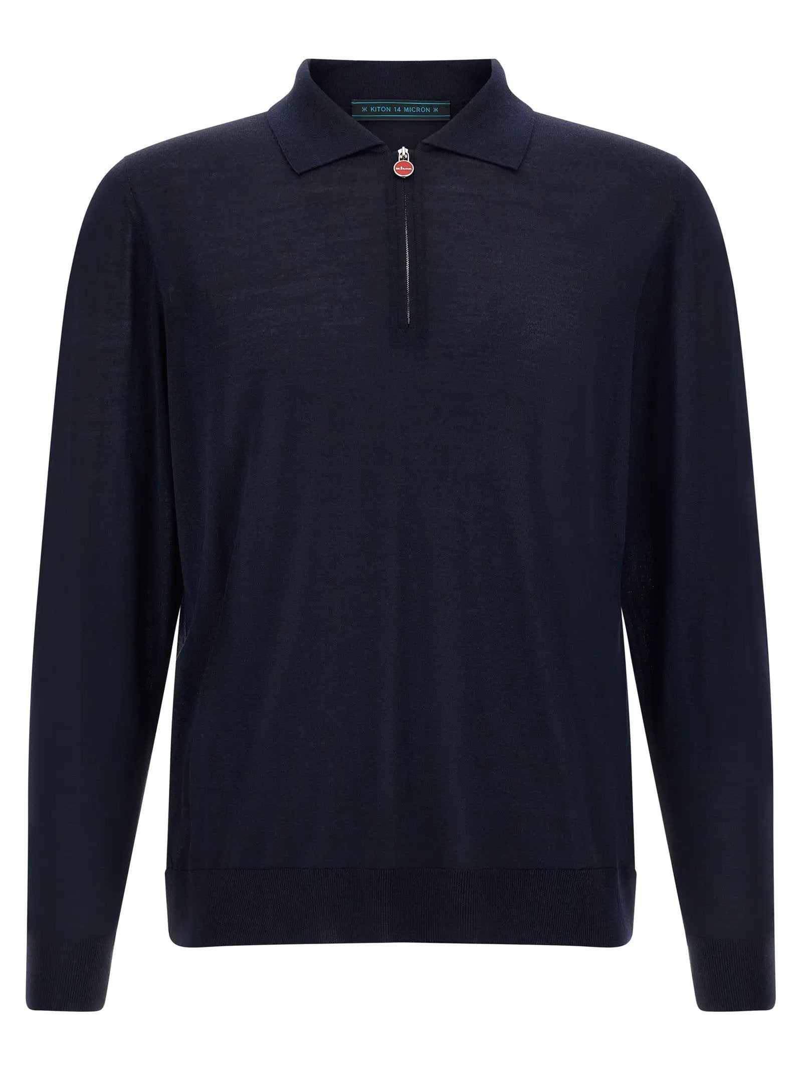 Kiton Blue Wool Polo Shirt