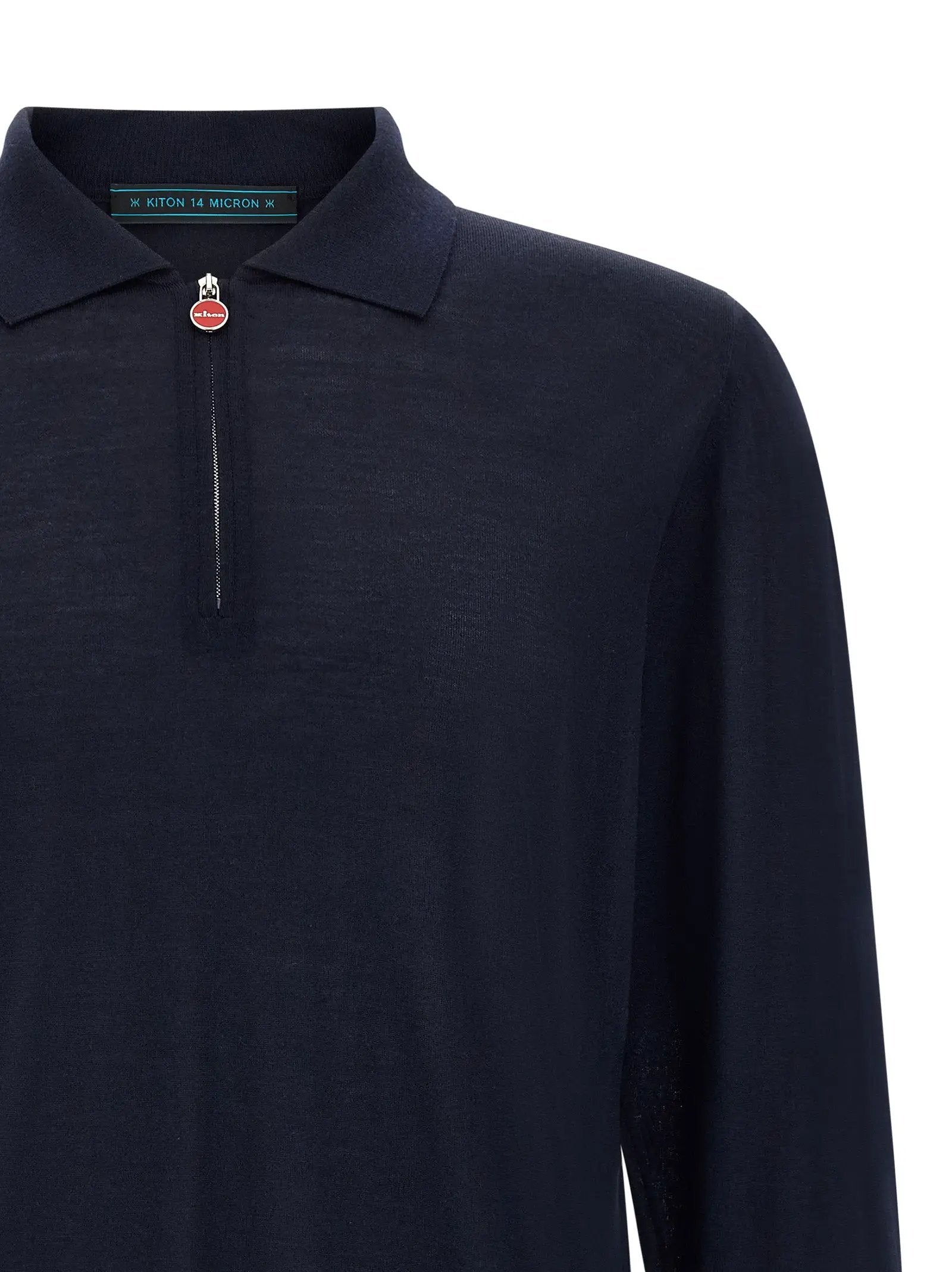 Kiton Blue Wool Polo Shirt