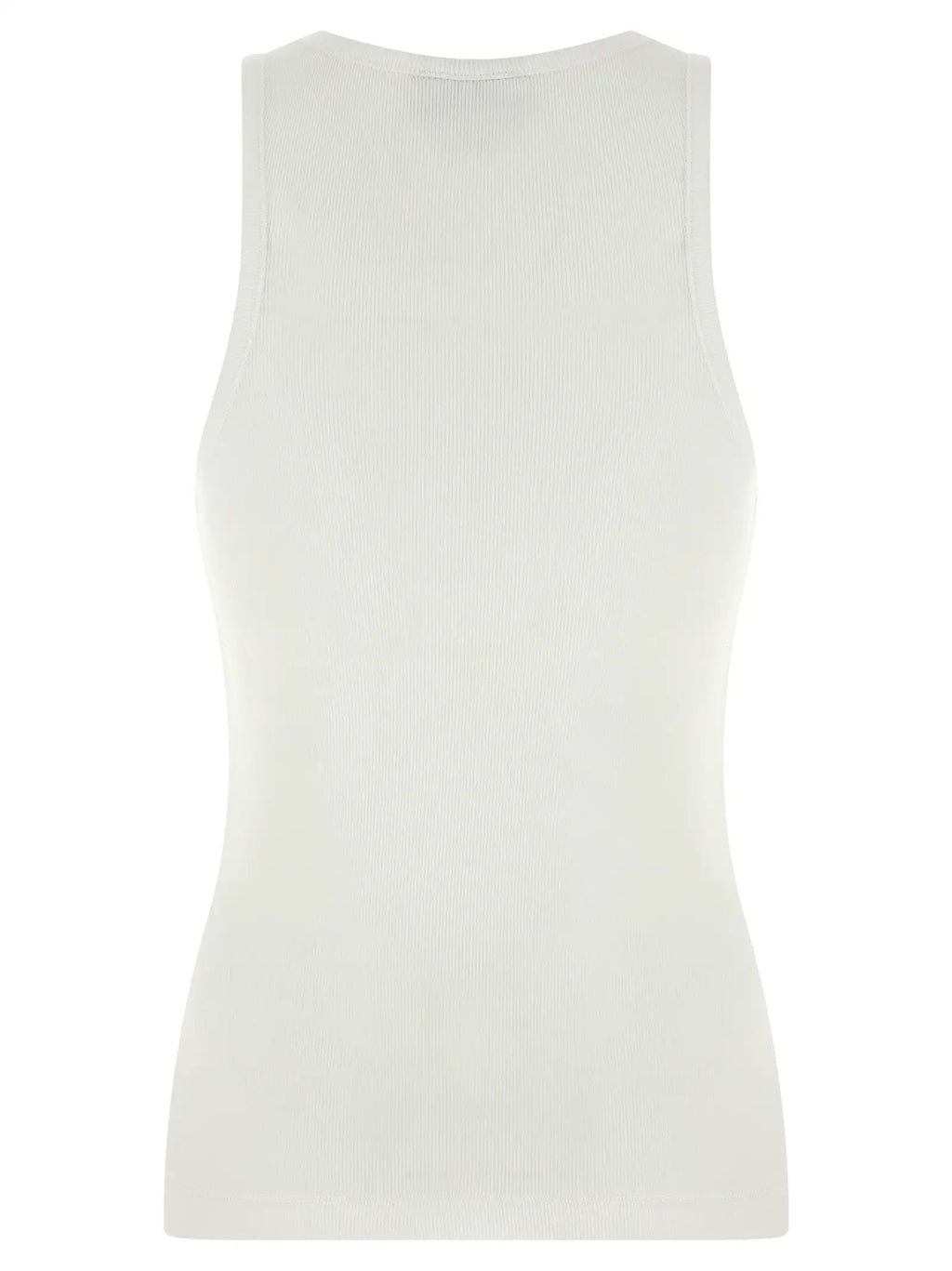 Ganni White Organic Cotton Sleeveles T-Shirt