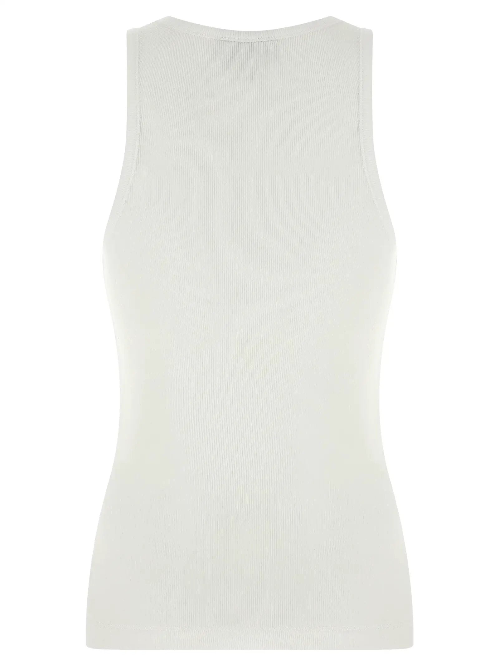 Ganni White Organic Cotton Sleeveles T-Shirt