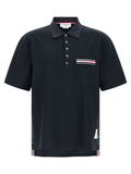 Thom Browne Blue Cotton Polo Shirt