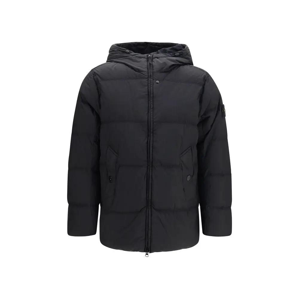 Stone Island Black Goose Down Full-Length Jacket