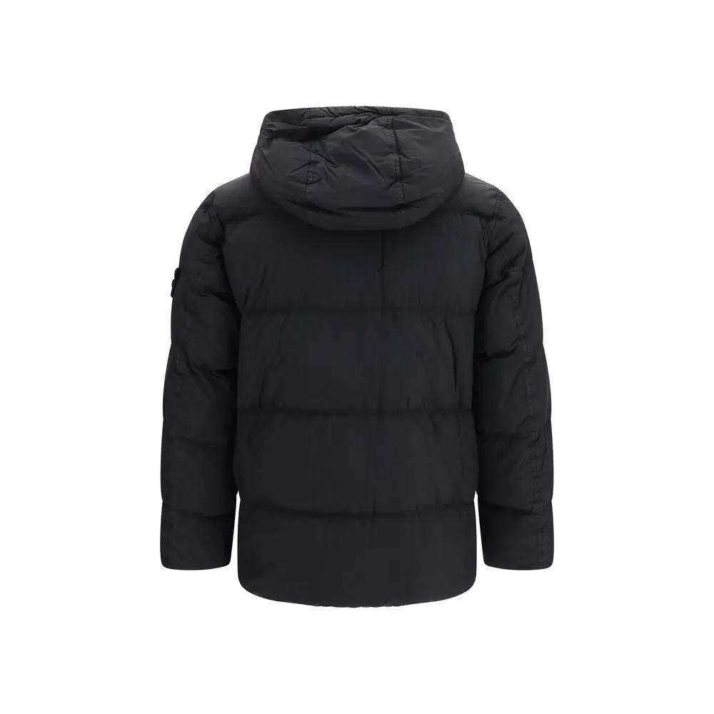 Stone Island Black Goose Down Full-Length Jacket